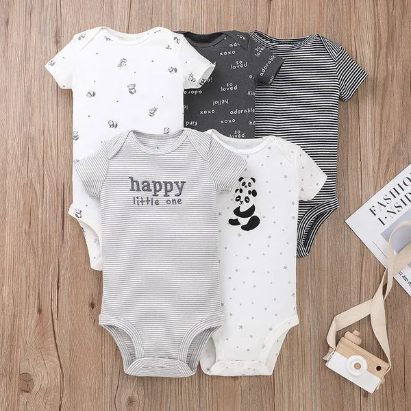 5PCS/Lot Baby Boys Girls Bodysuits 100% Cotton Short Sleeves Kids Clothes 6-24 Month Newborn Body Bright Prints bebe Jumpsuit