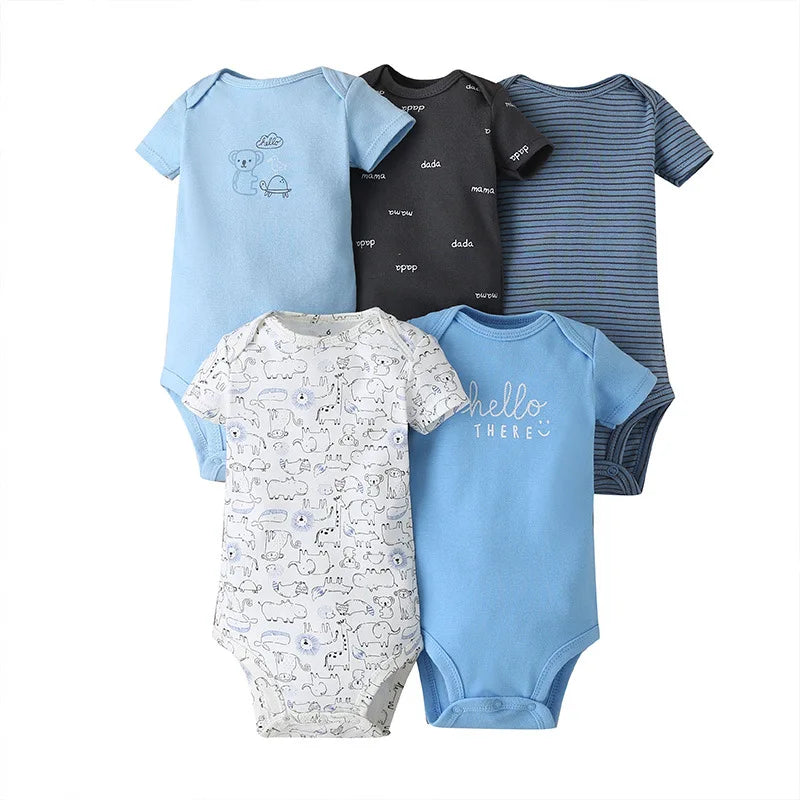 5PCS/Lot Baby Boys Girls Bodysuits 100% Cotton Short Sleeves Kids Clothes 6-24 Month Newborn Body Bright Prints bebe Jumpsuit