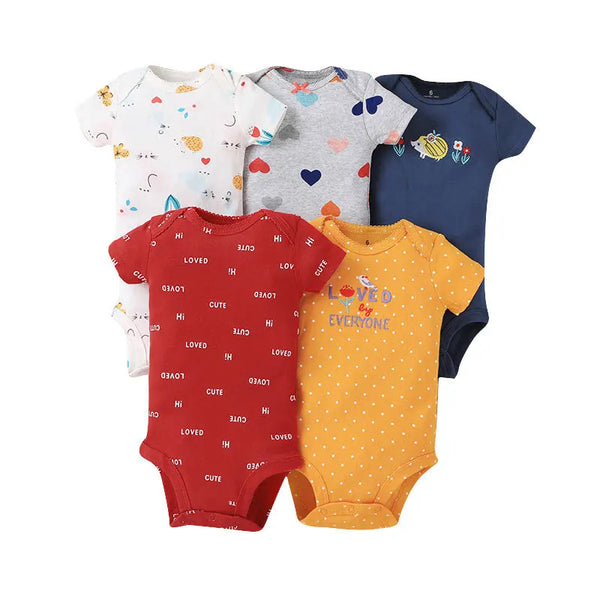 5PCS/Lot Baby Boys Girls Bodysuits 100% Cotton Short Sleeves Kids Clothes 6-24 Month Newborn Body Bright Prints bebe Jumpsuit