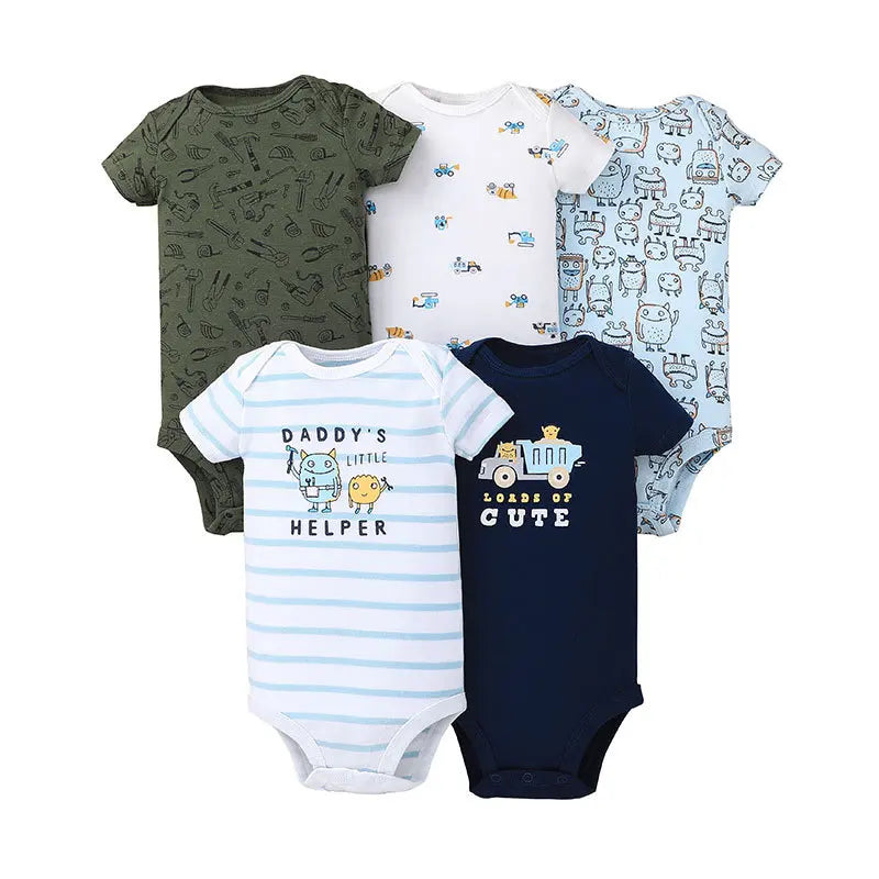 5PCS/Lot Baby Boys Girls Bodysuits 100% Cotton Short Sleeves Kids Clothes 6-24 Month Newborn Body Bright Prints bebe Jumpsuit