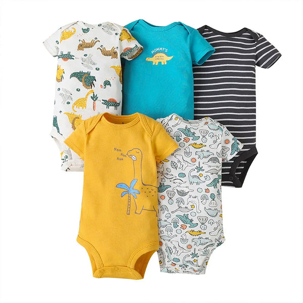 5PCS/Lot Baby Boys Girls Bodysuits 100% Cotton Short Sleeves Kids Clothes 6-24 Month Newborn Body Bright Prints bebe Jumpsuit