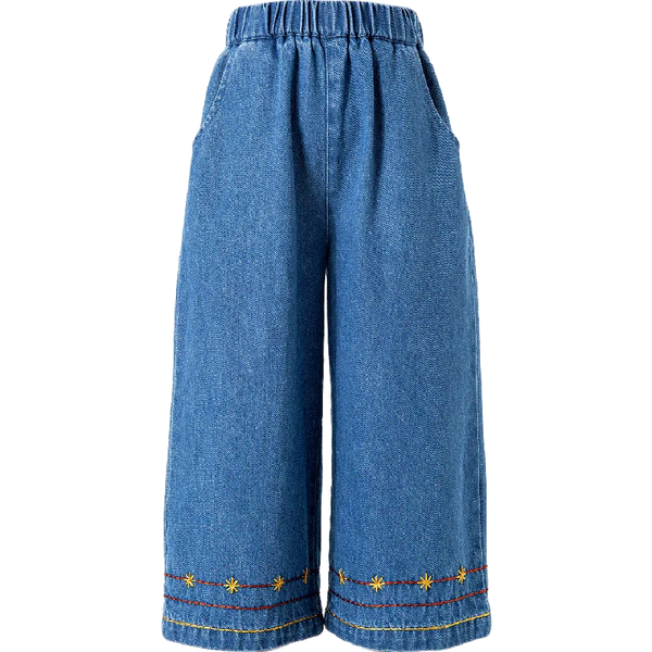Amila 2026 Spring Children's Jeans Loose Wide Leg Embroidered Stripe Design Casual Daily Fashion Children's Underwear