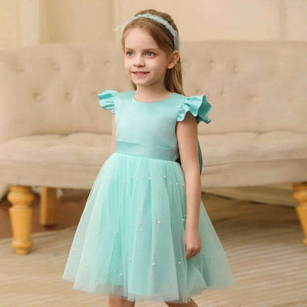 Summer Child Girl Wedding Dress Sleeveless Lace Children Party Dresses Fashion Solid Dresses for Girls Princesses 2-10 Years