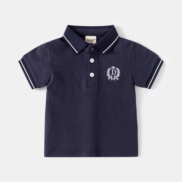 Embroidery Logo Boys Polo Tshirts Summer Toddler Kids Tops Tees Children's Clothes