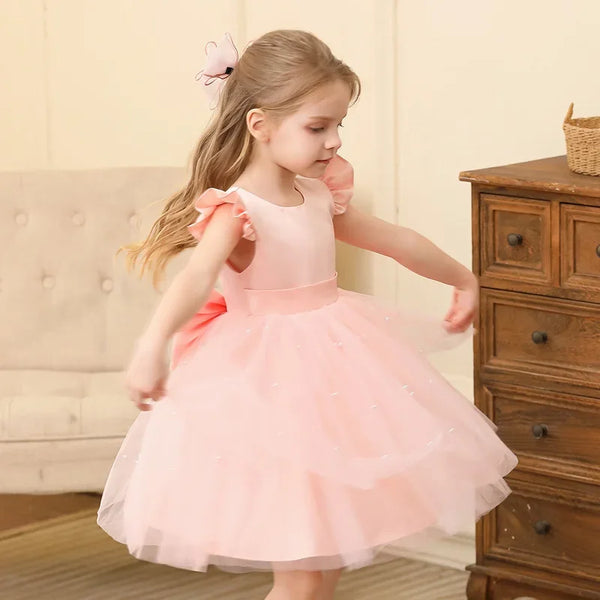 Summer Child Girl Wedding Dress Sleeveless Lace Children Party Dresses Fashion Solid Dresses for Girls Princesses 2-10 Years
