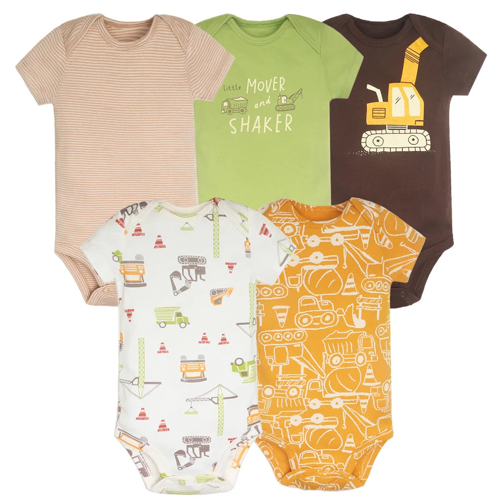 5PCS/Lot Baby Boys Girls Bodysuits 100% Cotton Short Sleeves Kids Clothes 6-24 Month Newborn Body Bright Prints bebe Jumpsuit
