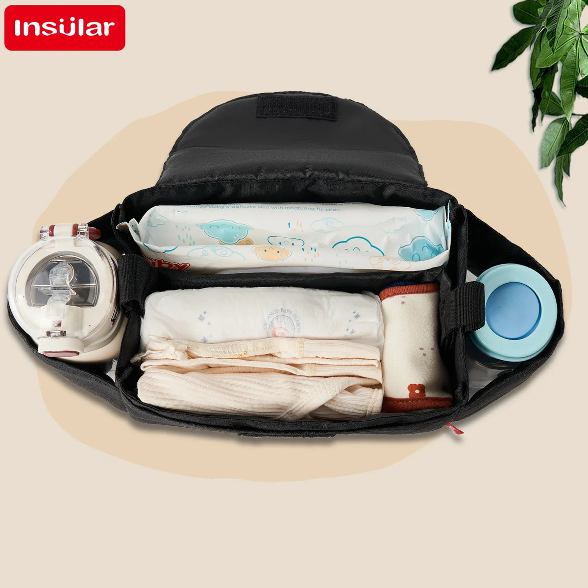 Insular Baby Diaper Bag with Milk Bottle Insulation Mummy Storage Stroller Accessories - Essential Collection for Baby Care
