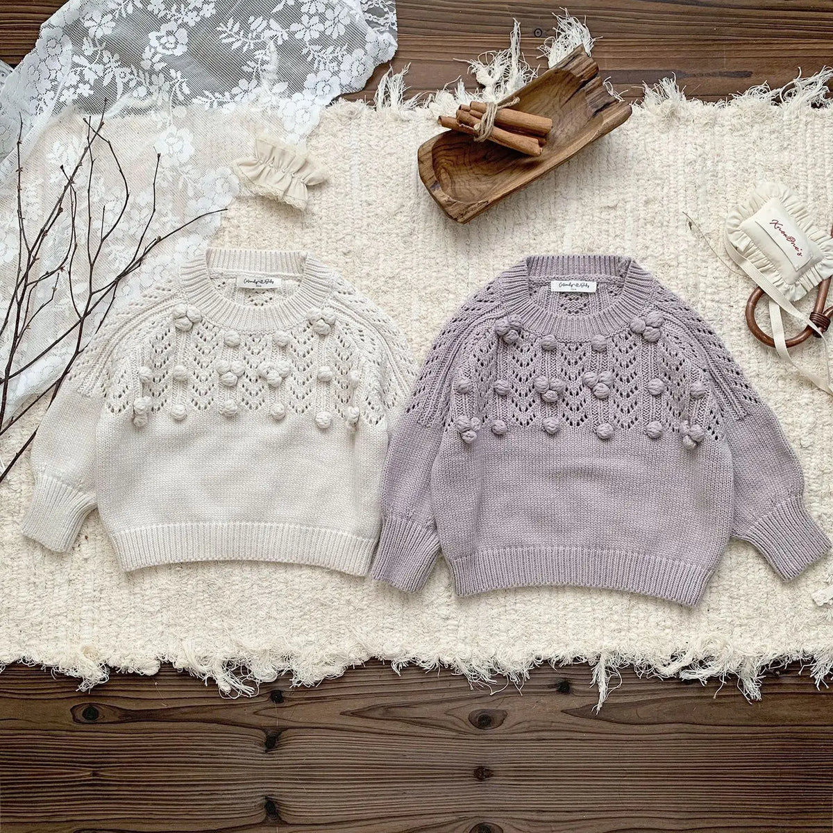 deer jonmi New Autumn Toddlers Girls Knitted Pullovers Sweaters Handmade Crochet Korean Style Hollow Out Baby Kids Sweater