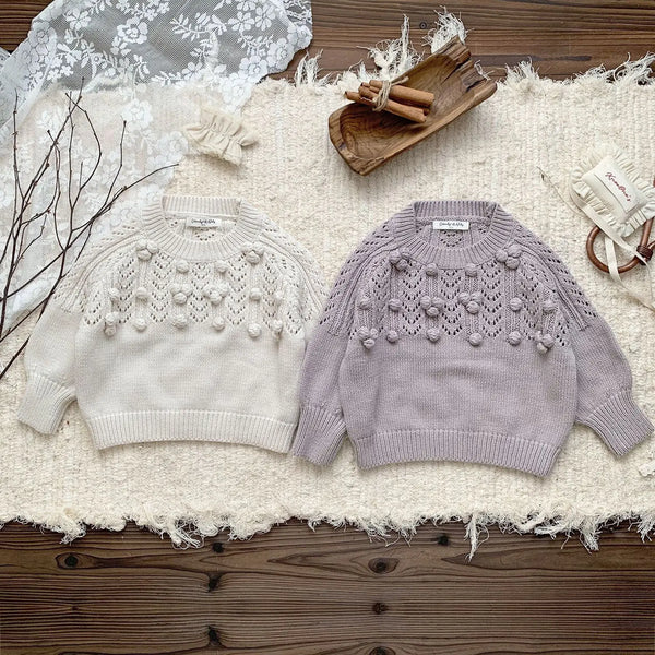 deer jonmi New Autumn Toddlers Girls Knitted Pullovers Sweaters Handmade Crochet Korean Style Hollow Out Baby Kids Sweater