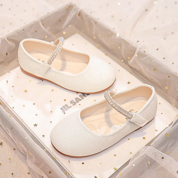 Girls Mary Janes Shoes for Party Wedding Children Princess Shoes Kids Rhinestones Shine Shoes Solid Color Simple Non-slip 2026