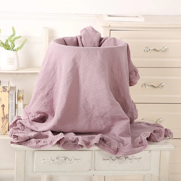Cotton Baby Blanket Muslin Swaddle Newborn Receive Blanket Ruffle Children's Bedding Gauze Stroller Cover Babies Accessories