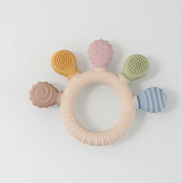 2026 Silicone teether baby gift dinosaur shaped bunny cartoon cute teething toy  chew bead sensory gum relief soother bpa free