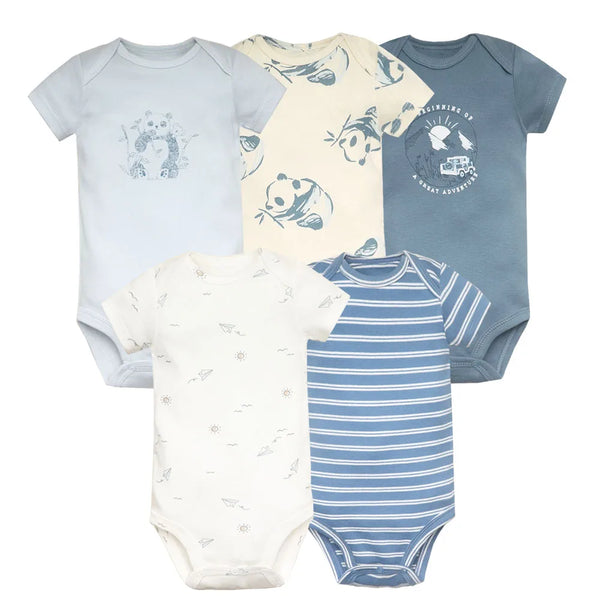 5PCS/Lot Baby Boys Girls Bodysuits 100% Cotton Short Sleeves Kids Clothes 6-24 Month Newborn Body Bright Prints bebe Jumpsuit
