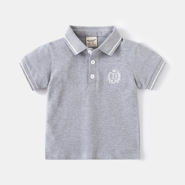 Embroidery Logo Boys Polo Tshirts Summer Toddler Kids Tops Tees Children's Clothes