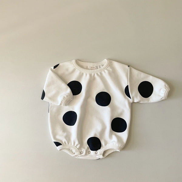 Korean INS Baby Girls Romper Clothes for Newborns Bodysuit Long Sleeve Polka Dots Sweatshirt Romper 2023 Autumn Baby Boy Romper