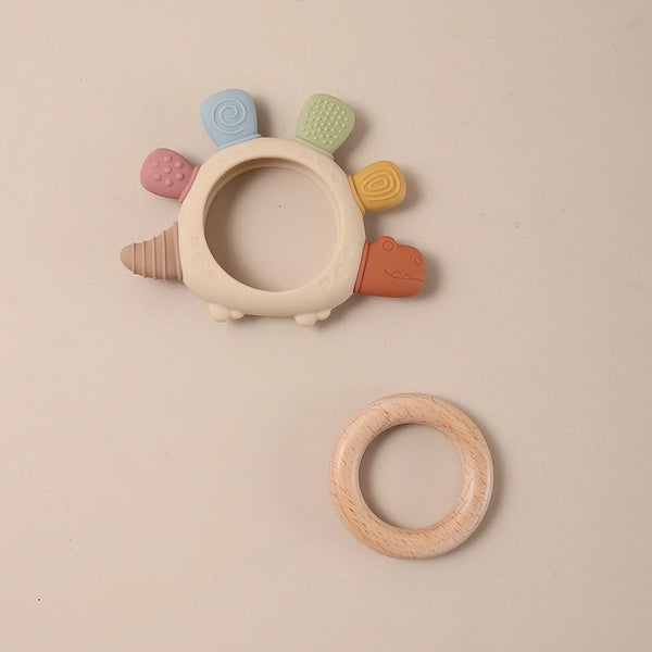 2026 Silicone teether baby gift dinosaur shaped bunny cartoon cute teething toy  chew bead sensory gum relief soother bpa free