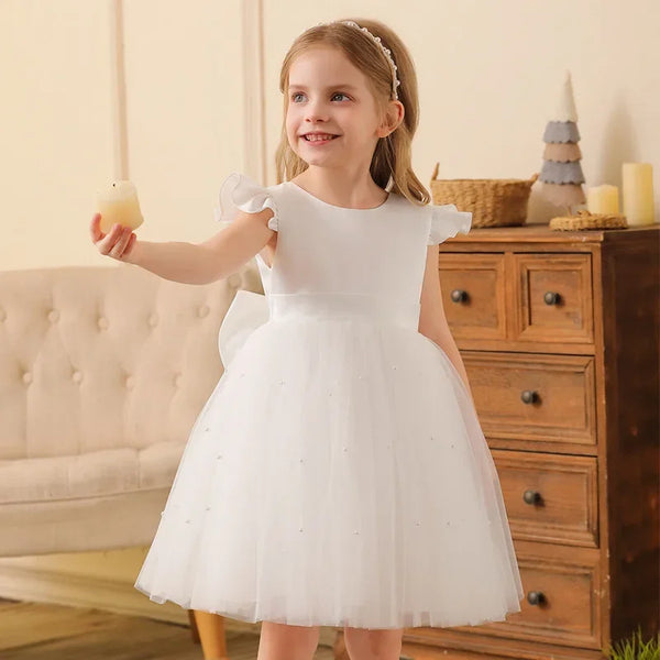 Summer Child Girl Wedding Dress Sleeveless Lace Children Party Dresses Fashion Solid Dresses for Girls Princesses 2-10 Years