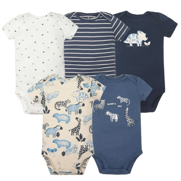 5PCS/Lot Baby Boys Girls Bodysuits 100% Cotton Short Sleeves Kids Clothes 6-24 Month Newborn Body Bright Prints bebe Jumpsuit