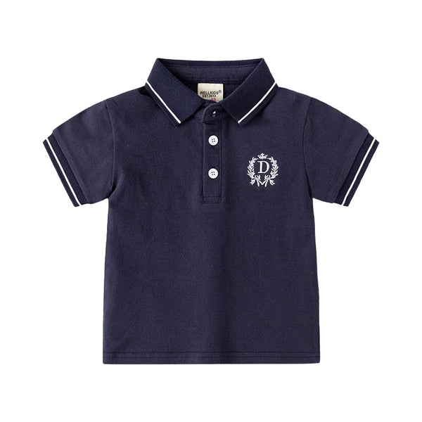Embroidery Logo Boys Polo Tshirts Summer Toddler Kids Tops Tees Children's Clothes
