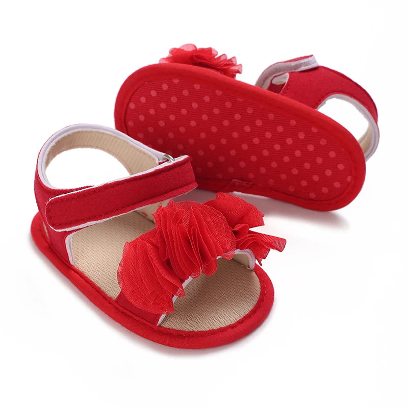 2025 Baby Girls Sandals Soft Sole Summer Infant Wedding Dress Flat Shoes Beach Sandal Newborn Crib Shoes First Walkers