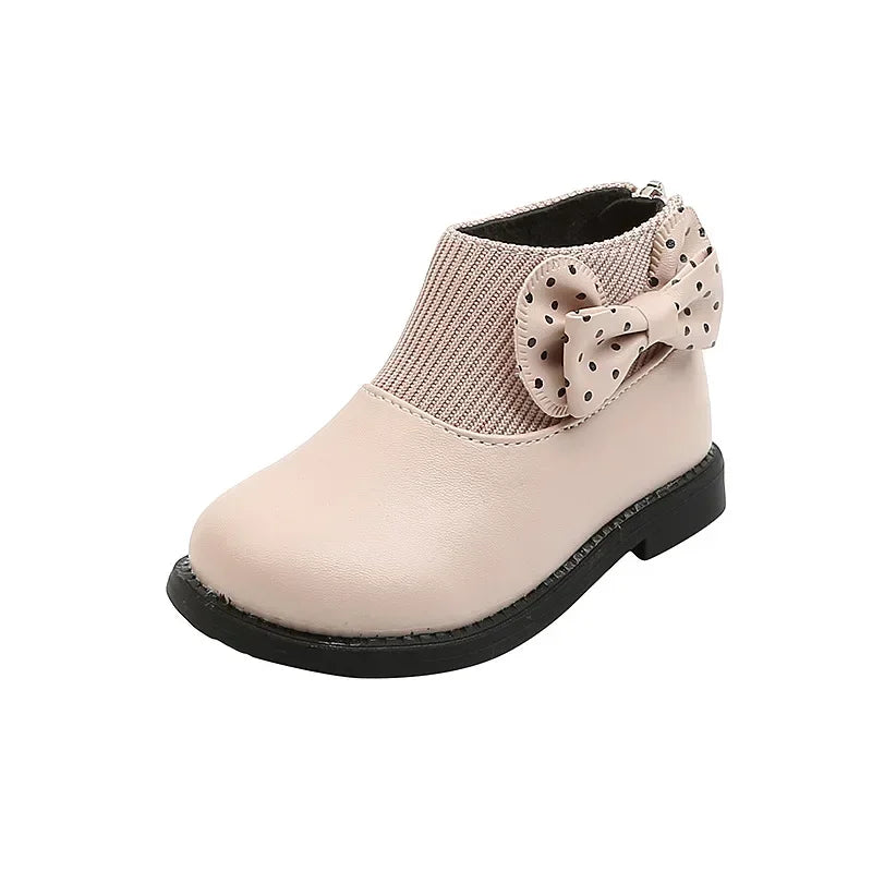 Kids Short Boots Girls Shoes Autumn Winter Warm Knitted Children Boots Princess Sweet Bow Toddler Girls Boots Shoes Child H11071