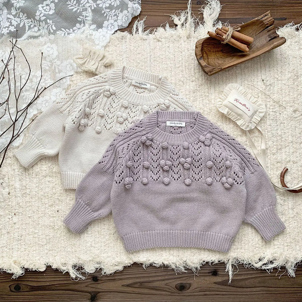 deer jonmi New Autumn Toddlers Girls Knitted Pullovers Sweaters Handmade Crochet Korean Style Hollow Out Baby Kids Sweater