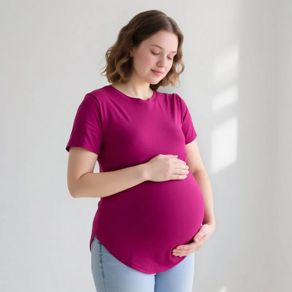 Summer plus Size Maternity Breastfeeding Tops Short Sleeve Cotton Lactation T-Shirt Zip Nursing Tees for Pregnant Women