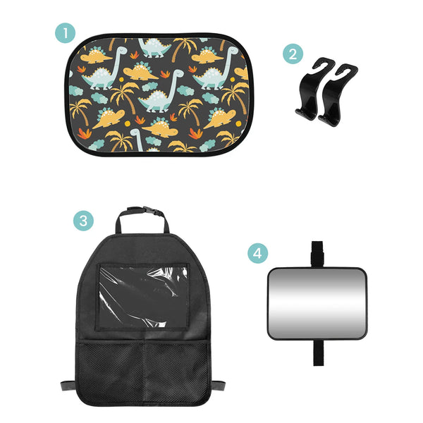 Baby Car Essentials Starter Kit | Backseat Organizer + 2 Sun Shades + 2 Hooks + Rear Mirror