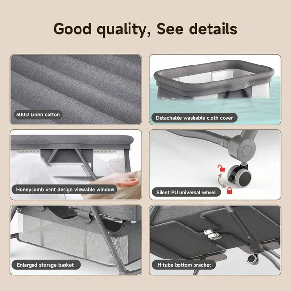 Sejoy 3 in 1 Rocking Crib Baby Bassinet Newborn Beside Sleeper Infant Sleeping Bed Convertible Anti-mosquito Foldable Portable