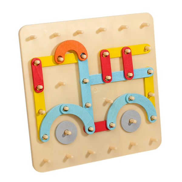 Geometric Pegboard Puzzle with Cards