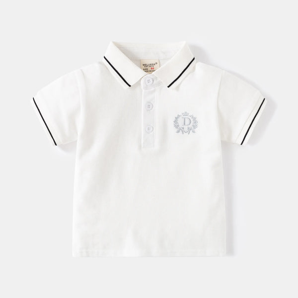 Embroidery Logo Boys Polo Tshirts Summer Toddler Kids Tops Tees Children's Clothes