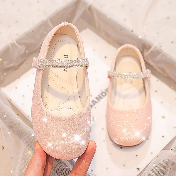 Girls Mary Janes Shoes for Party Wedding Children Princess Shoes Kids Rhinestones Shine Shoes Solid Color Simple Non-slip 2026