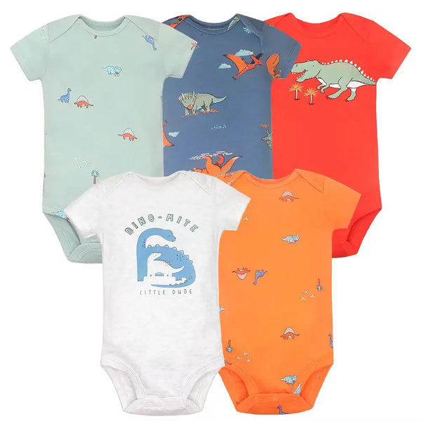 5PCS/Lot Baby Boys Girls Bodysuits 100% Cotton Short Sleeves Kids Clothes 6-24 Month Newborn Body Bright Prints bebe Jumpsuit