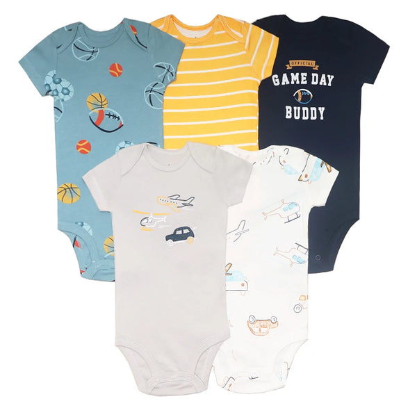 5PCS/Lot Baby Boys Girls Bodysuits 100% Cotton Short Sleeves Kids Clothes 6-24 Month Newborn Body Bright Prints bebe Jumpsuit