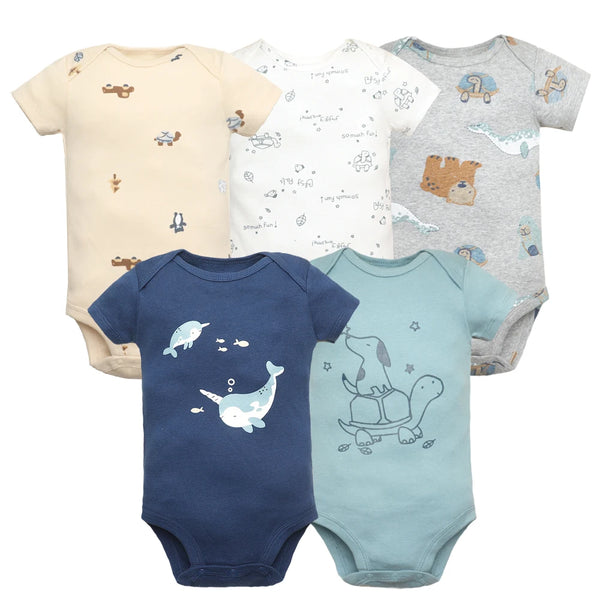 5PCS/Lot Baby Boys Girls Bodysuits 100% Cotton Short Sleeves Kids Clothes 6-24 Month Newborn Body Bright Prints bebe Jumpsuit