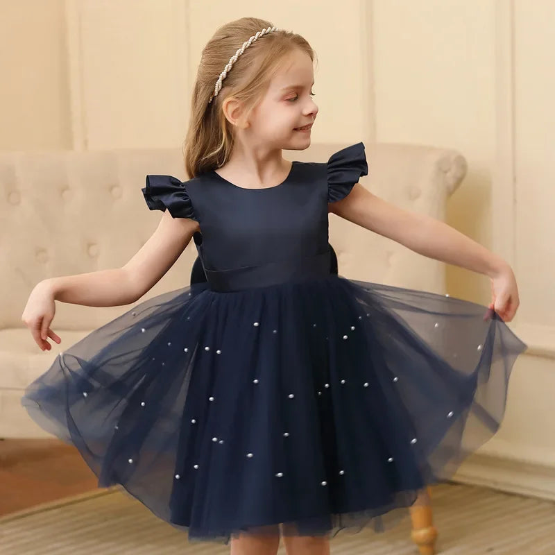 Summer Child Girl Wedding Dress Sleeveless Lace Children Party Dresses Fashion Solid Dresses for Girls Princesses 2-10 Years