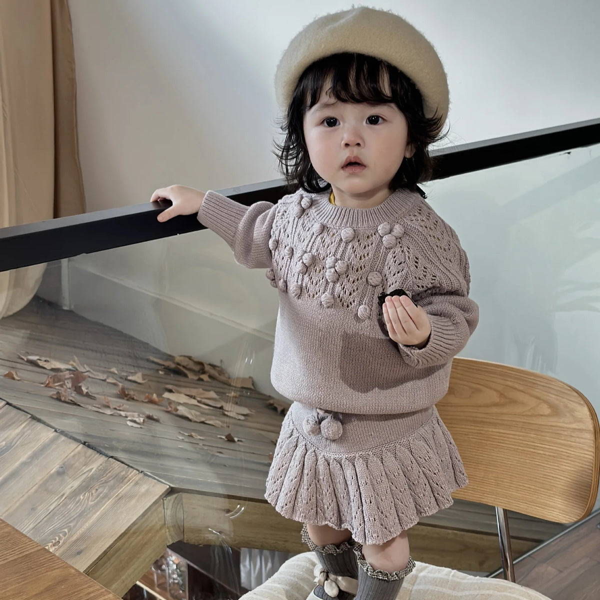 deer jonmi New Autumn Toddlers Girls Knitted Pullovers Sweaters Handmade Crochet Korean Style Hollow Out Baby Kids Sweater