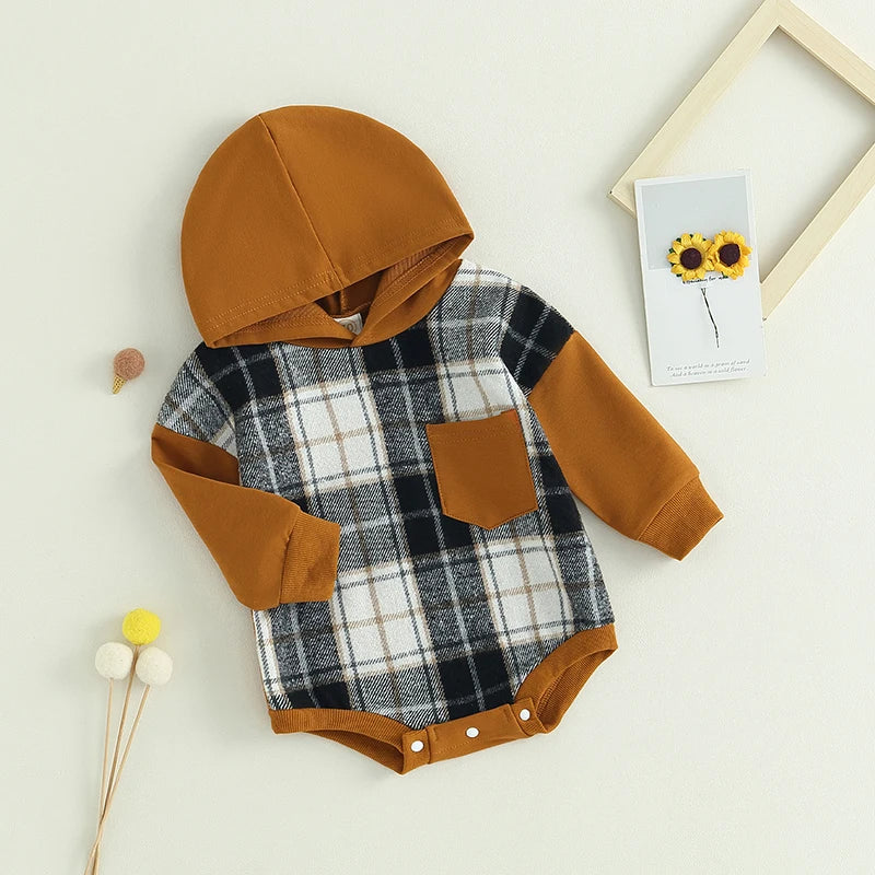 Long Sleeve Plaid Patchwork Jumpsuit