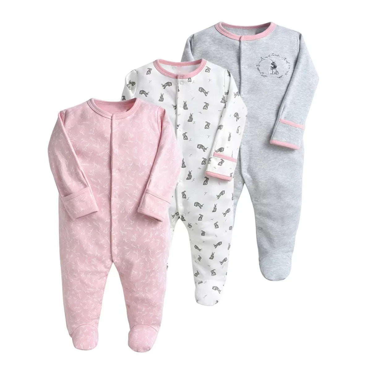 3Pcs/Lot Spring Autumn Cotton Baby Romper Cartoon Long Sleeve Baby Boy Girl Clothing Infant Kids Jumpsuit Newborn Pajimas 3-12M