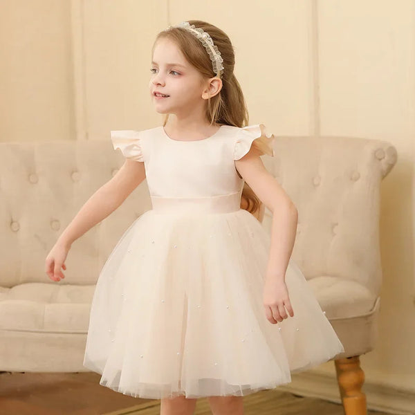 Summer Child Girl Wedding Dress Sleeveless Lace Children Party Dresses Fashion Solid Dresses for Girls Princesses 2-10 Years