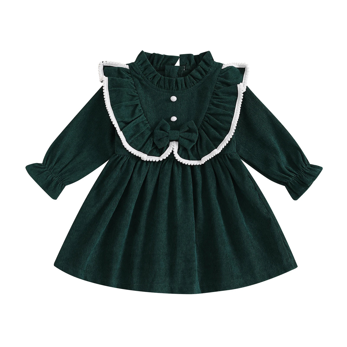 Children's Clothing Kids Girls Princess Dresses Elegant Ruffles Long Sleeve Bowknot Party A-line Dress