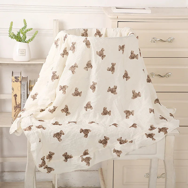 Cotton Baby Blanket Muslin Swaddle Newborn Receive Blanket Ruffle Children's Bedding Gauze Stroller Cover Babies Accessories
