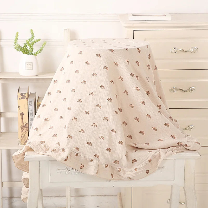 Cotton Baby Blanket Muslin Swaddle Newborn Receive Blanket Ruffle Children's Bedding Gauze Stroller Cover Babies Accessories