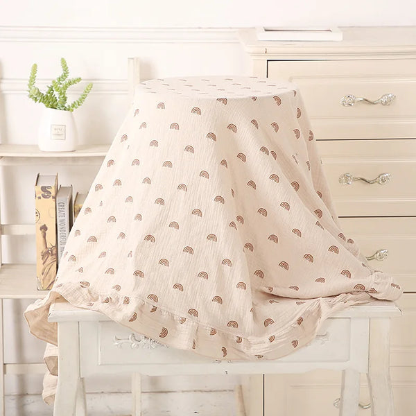 Cotton Baby Blanket Muslin Swaddle Newborn Receive Blanket Ruffle Children's Bedding Gauze Stroller Cover Babies Accessories