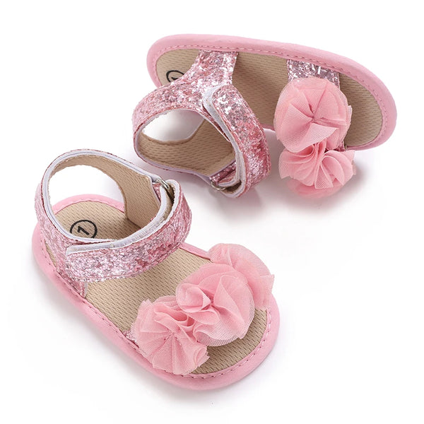 2025 Baby Girls Sandals Soft Sole Summer Infant Wedding Dress Flat Shoes Beach Sandal Newborn Crib Shoes First Walkers