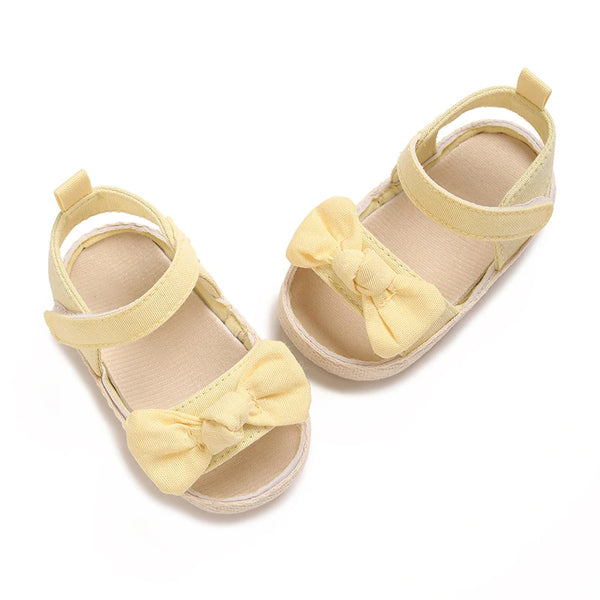 0-18M Non Slip Bow Sandals For Girls Breathable Preschool Soft Sole First Step Shoes Baby Hollow Design Sandals