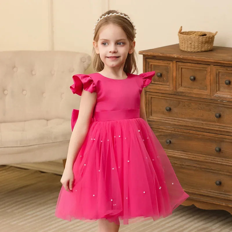 Summer Child Girl Wedding Dress Sleeveless Lace Children Party Dresses Fashion Solid Dresses for Girls Princesses 2-10 Years