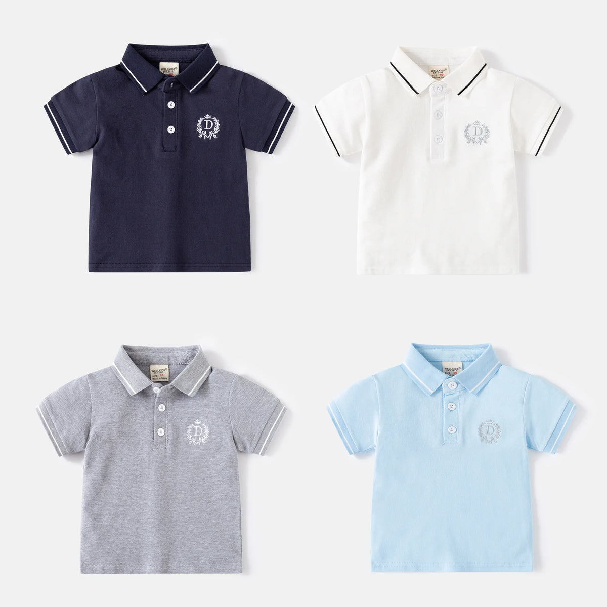 Embroidery Logo Boys Polo Tshirts Summer Toddler Kids Tops Tees Children's Clothes