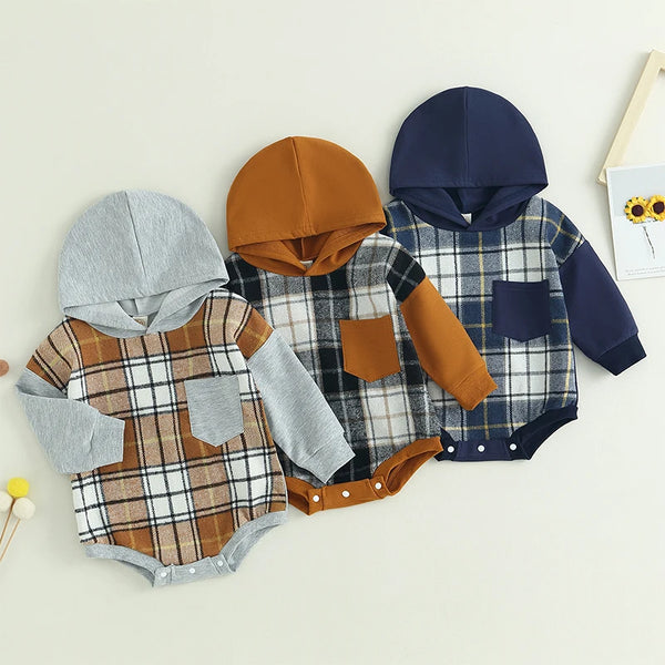 Long Sleeve Plaid Patchwork Jumpsuit