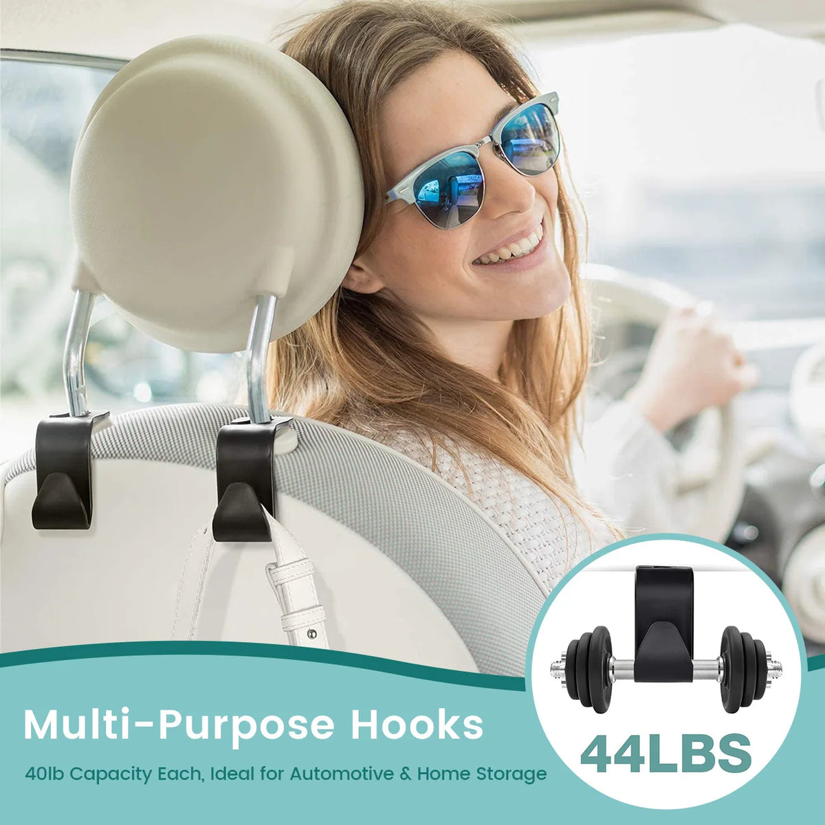 Baby Car Essentials Starter Kit | Backseat Organizer + 2 Sun Shades + 2 Hooks + Rear Mirror